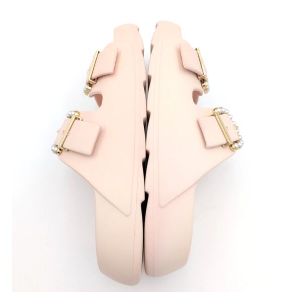 Stuart Weitzman Imitation Pearl Buckle Slide Sandal Pink Size US8B EU38.5 - Picture 7 of 11